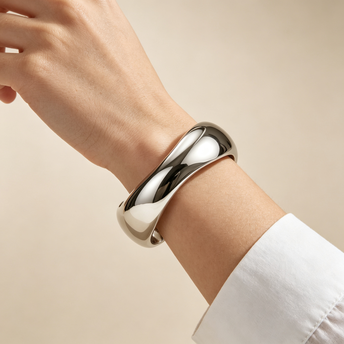Luna Sculptural Cuff Bracelet | Modern Statement Bracelet